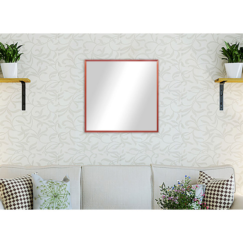 Derosier Metal Flat Wall Mirror, 27.5'' x 27.5'', Spice