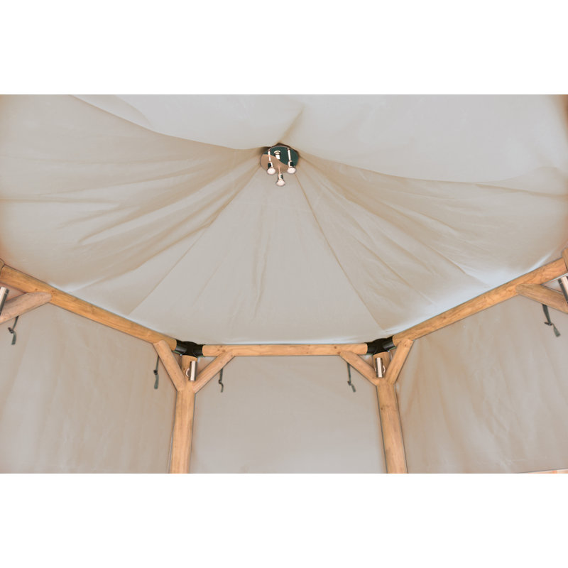4.5 x 4m Solid Wood Gazebo, Country Thatch/Cream Roof Lining