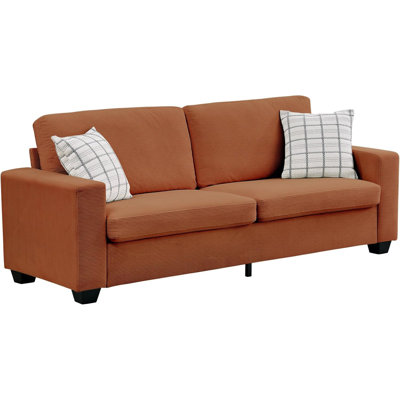 Causeuse moderne en velours côtelé 83 po - Siège profond avec accoudoirs larges, coussins lavables amovibles, assemblage facile sans outil pour les petits salons et appartements