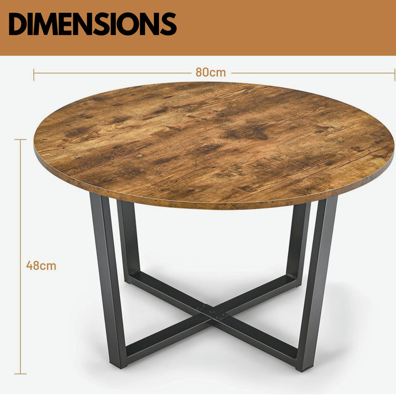 Shekhar Round Coffee Table Industrial Rustic Brown Living Room Furniture