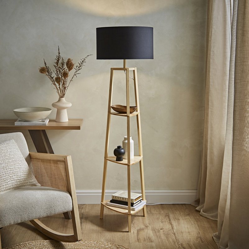 Aidrian 155cm Tripod Floor Lamp, Brown, No, Black