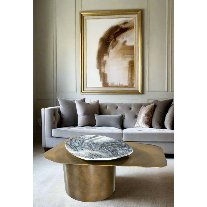 Table basse à plateau en marbre moderne avec plateau pivotant 360 ° Modern