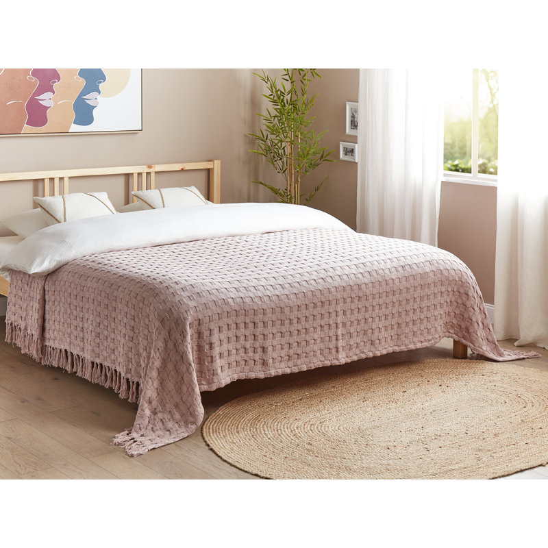 BERE Cotton No Pattern Bedspread, Pink