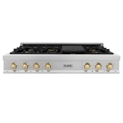 Édition autographe ZLINE Surface de cuisson au gaz Legacy avec 7 brûleurs et surface de cuisson en porcelaine en satin