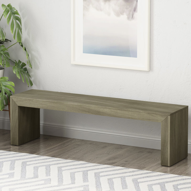 Banc de salle à manger en bois gris et taupe, inspiré, cadre de 63 po, durable, esthétique d'assemblage minimal, long et facile à assembler