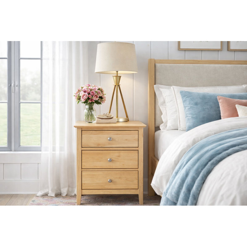 Fitz 25.25'' W Solid Wood Nightstand, Natural