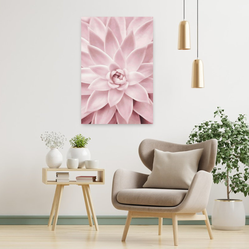 «Rose Succulent Abstract», art mural contemporain, H 36 po x l 24 po