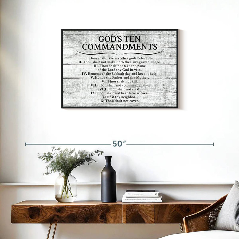 Tergel Ten Commandments Gray, 21" H x 31" W