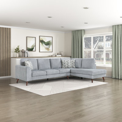 Jandreau 112" Modern & Contemporary Chenille 2-Piece Sectional with Reversible Back Cushions, High-Density Foam & 3 Décor Pillows