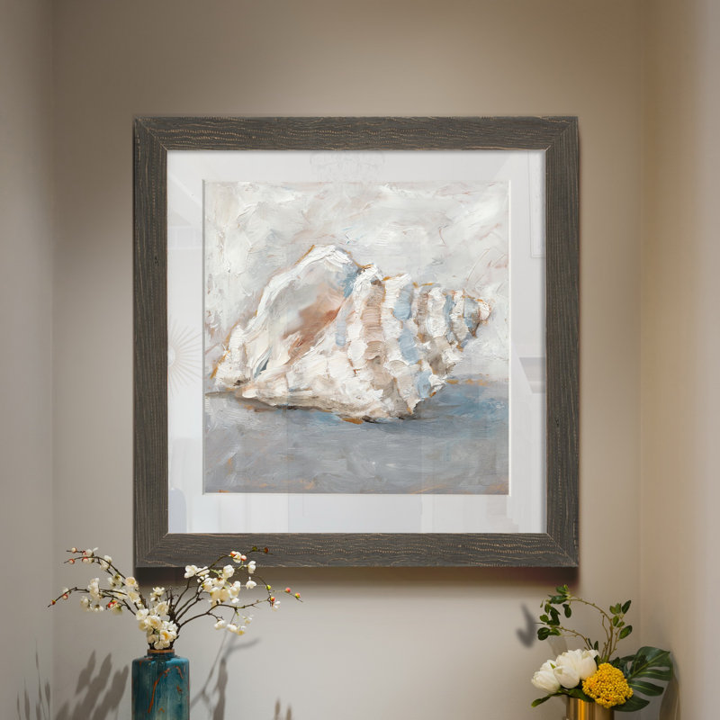 Blue Shell Study II-impression sur toile encadrée, H 35,5 po x l 35,5 po x P 1,5 po, Cadre en papier gris