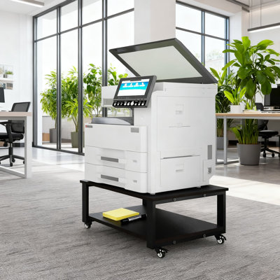 Support pour imprimante laser robuste à 2 niveaux avec roues verrouillables, grand chariot pour imprimante à roulettes avec tablette de rangement pour la maison et le bureau