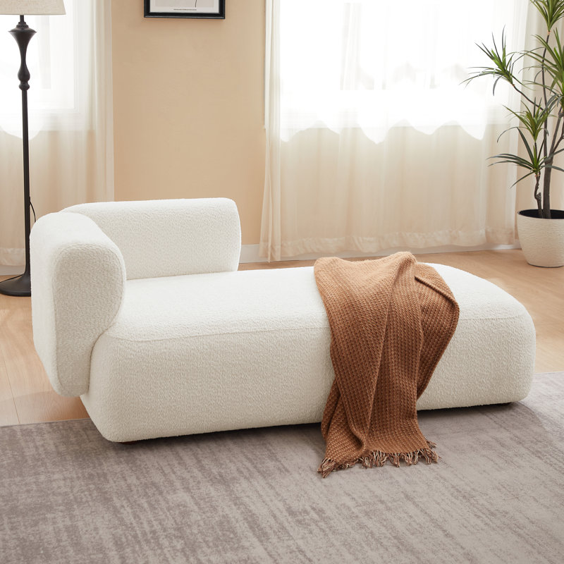 Chaise longue rembourrée Christinia, Blanc, Orienté à droite