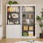 Tall 5-Tier Bookcase with Roman Column Design & LED Lights, Modern Display Storage Cabinet with Shelves