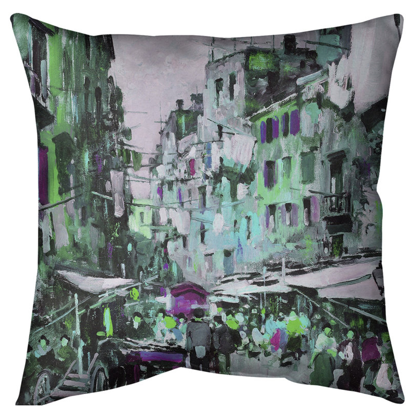 Coussin Market in Naples, Bourre en polyester, 16 po x 1 po, Vert