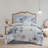 8 Piece Cotton Printed Comforter Set Blue Queen