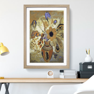 Etruscan Vase with Flowers by Odilon Redon - Picture Frame Painting