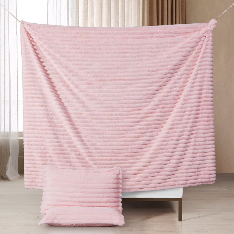 Ensemble d'édredon surdimensionné en fausse fourrure Coma Inducteur, Édredon simple très long simple + 1 taie décora, Rose