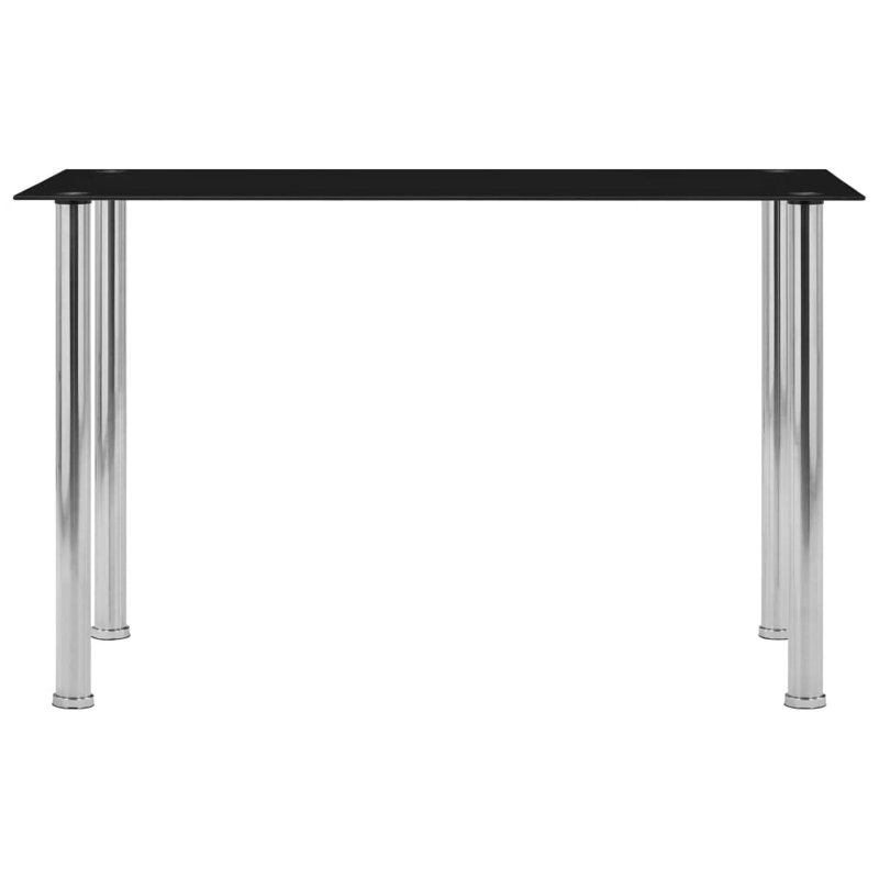 Searcy Glass Top Metal Base Dining Table, 75cmH x 120cmL x 60cmW, Black/Silver