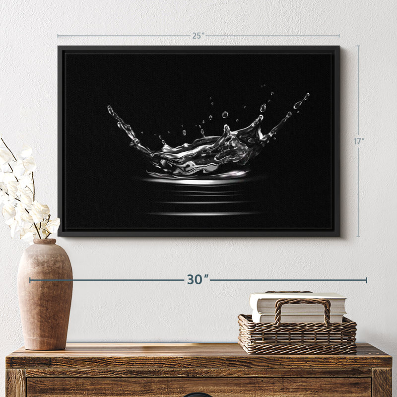 Nature "Art mural éclaboussure d'eau monochrome", H 17 po x l 25 po