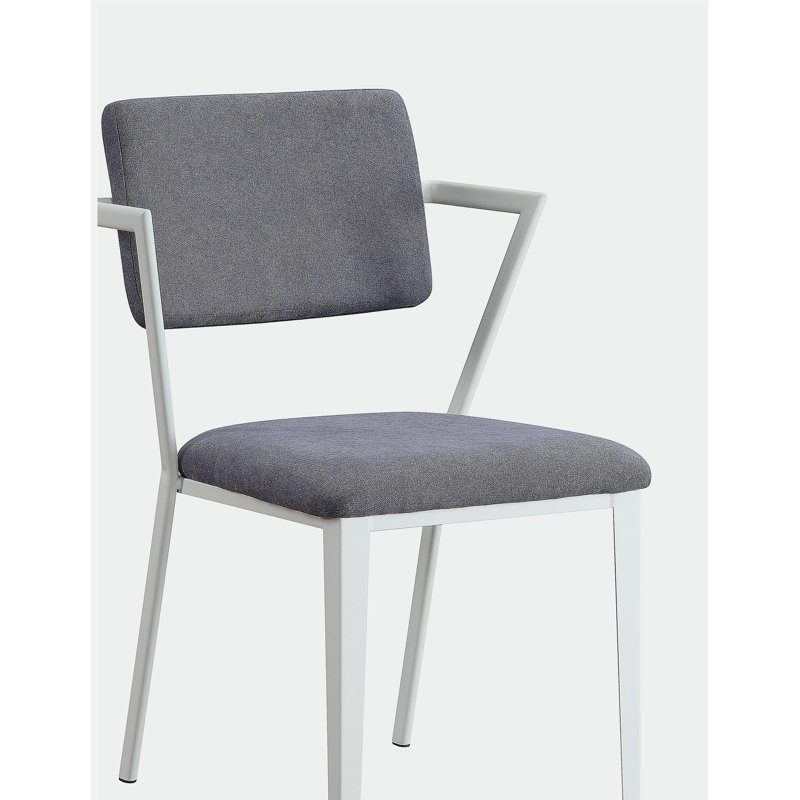 Tissu gris avec chaise de bureau blanche brillante, Blanc