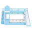 Lit superposé de taille bleue avec apparence, 2 tiroirs, 3 tablettes, et en bois de pin stable, lit de style additionnel pour chambre à coucher, bleu, avec matériau en bois de qualité, idéal pour-130874189