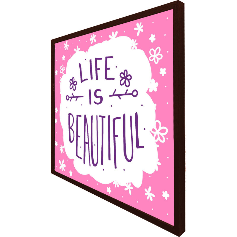 Hermbusche Life Is Beautiful - Print, 51cm H x 51cm W x 4cm D, Brown Framed