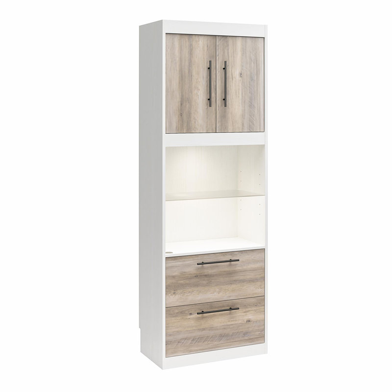 Armoire de rangement à 2 tiroirs Tapaktuan, Blanc / chêne gris