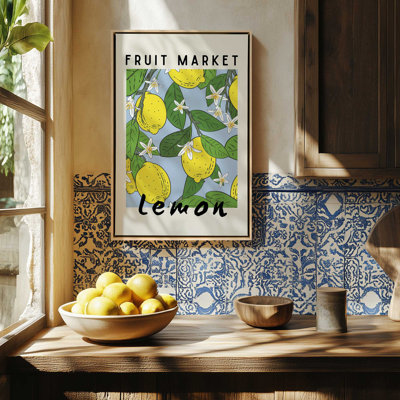 Lemon Fruit Market, reproduction d'art sur toile encadrée