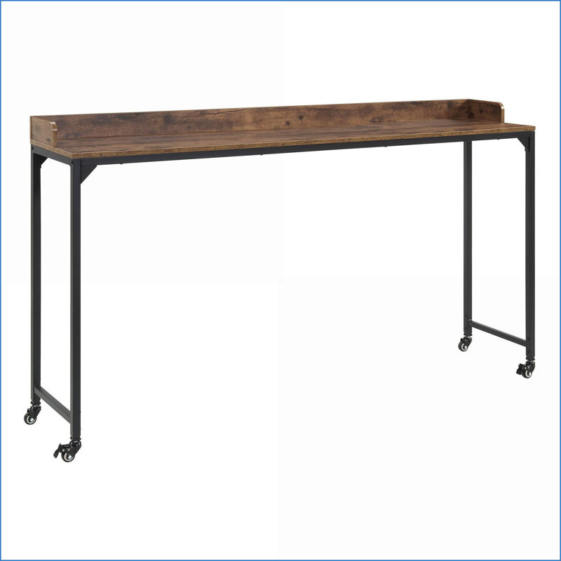 Overbed Desks, Multipurpose Over the Bed Desk with Adjustable Height &amp; Casters | Rustic Brown | Engineered Wood, Metal
