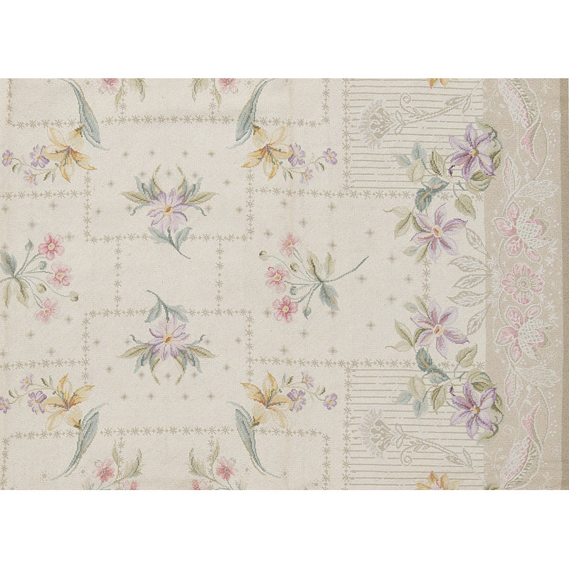 Hand-Knotted High-Quality Ivory and Beige Area Rug