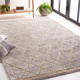 Natura Hand Woven Wool/Cotton Geometric Rug in Light Gray/Natural