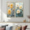 Pivoines d'hiver dans la prairie givrée I - décoration murale en toile florale 2 panneaux