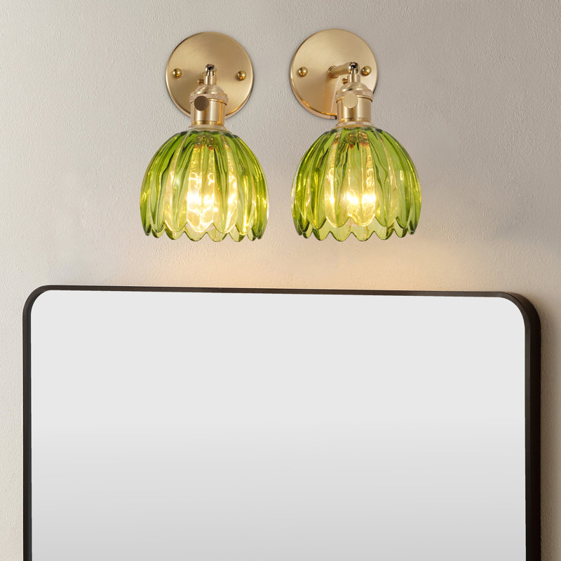 1-Light Tulip-Shaped Glass Vanity Light (Set Of 2)