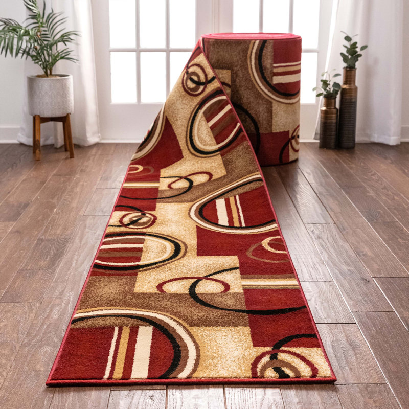Tapis d'escalier rouge Chatfield, Tapis de couloir 2 pi 2 po x 6 pi