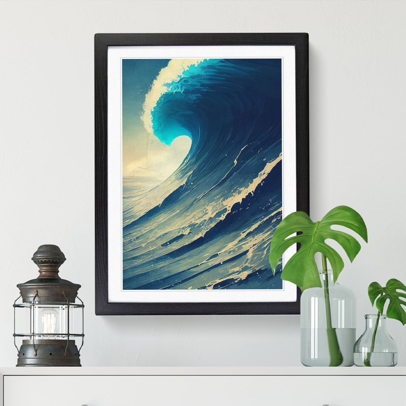 Wave Vol.3 - Single Picture Frame Painting, 64cm H x 46cm W x 2cm D, Black
