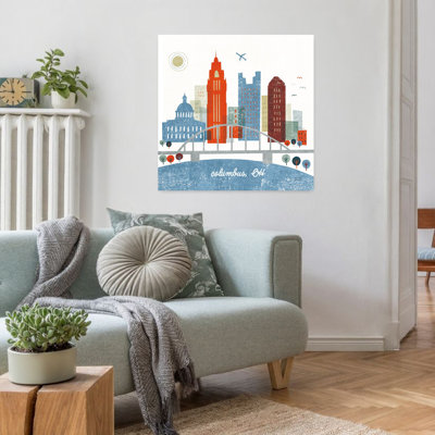 Colorful Columbus 1 Piece Wrapped Canvas Wall Art