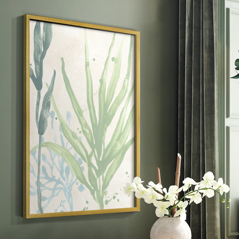 «Swaying Seagrass I», reproduction encadrée - bois massif, H 14 po x l 11 po
