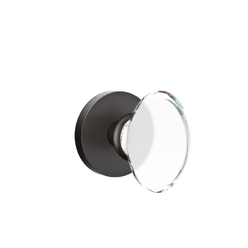 Privacy Hampton Crystal Knob with Disk Rose, Oil Rubbed Bronze