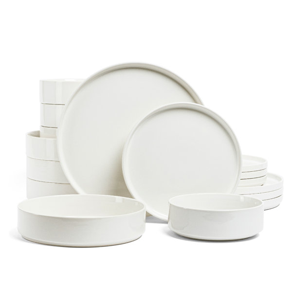 over&back Stackable 16-Piece Semi Hand-Finished Stoneware Dinnerware Set
