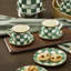 Emerald Check Espresso Cup And Saucer Set