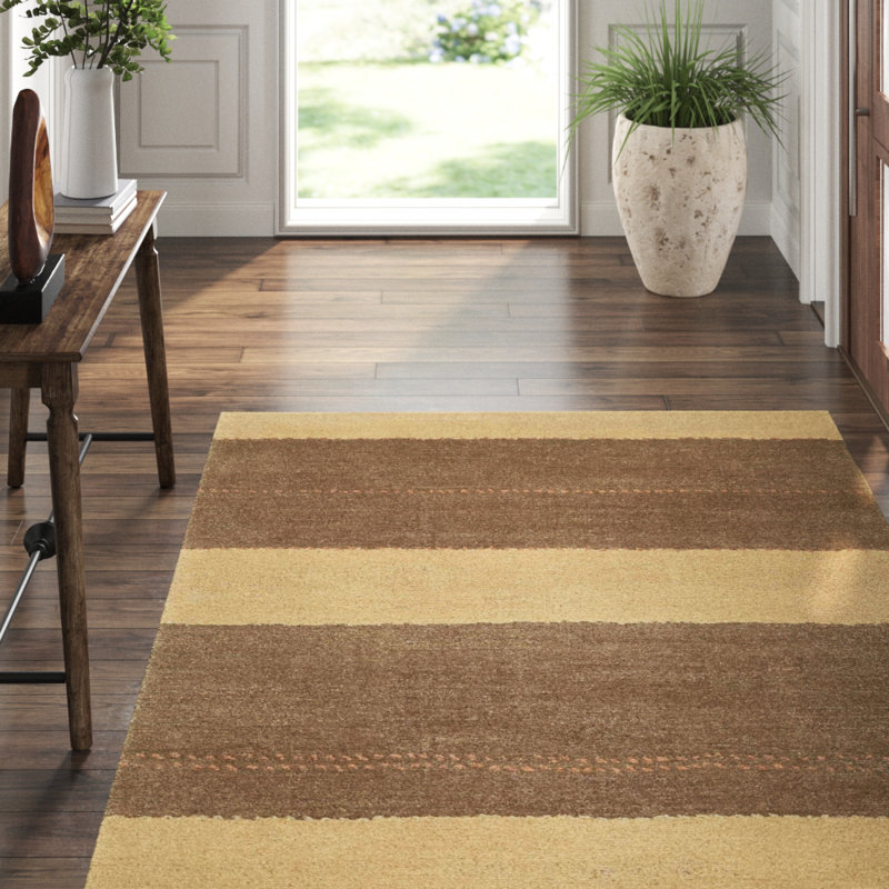 Supai Wool Striped Area Rug in Beige/Brown/|Orange, Rectangle 12' x 16'