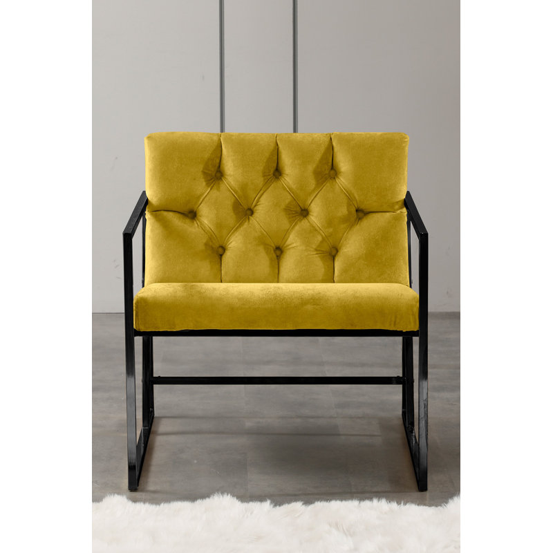 Bina Upholstered Wingback Chair, Yellow, Black