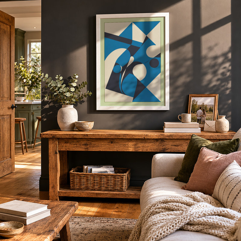 Motion Geometric - Framed Print, A4 - 29.7 x 21.0 cm, White