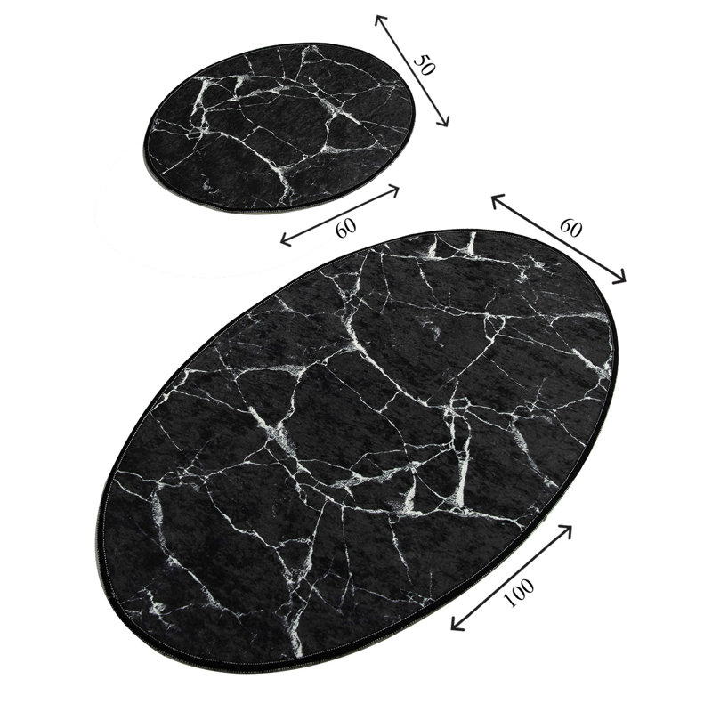 Ensemble de tapis de bain de qualité supérieure (2 pièces) en polyester antidérapant de 19,7 po x 23,6 po et de 23,6 po x 39,4 po | Antiallergique, anti-poussière et anti-taches, 700 gr / m² | Lavable à la machine, parfait pour la décoration de salle de bain