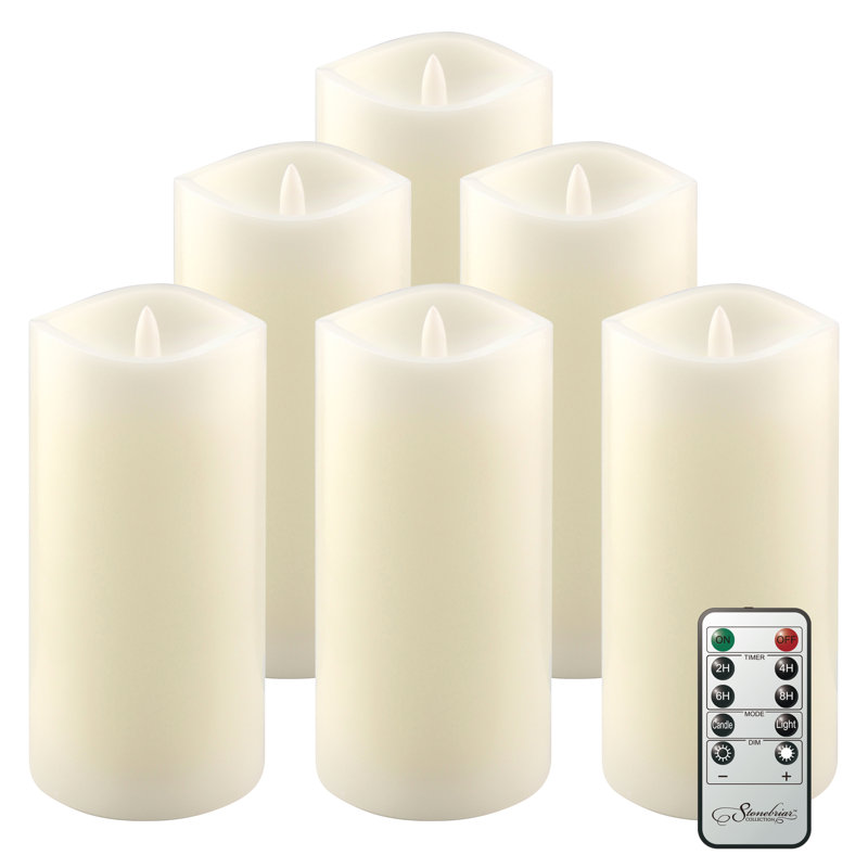Ensemble de bougies pilier 6 pièces Jhara, Crème, H 6 po x l 3 po x P 3 po