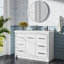 Meuble-lavabo simple 48 po avec plateau en marbre de culture pré-assemblé Alicano