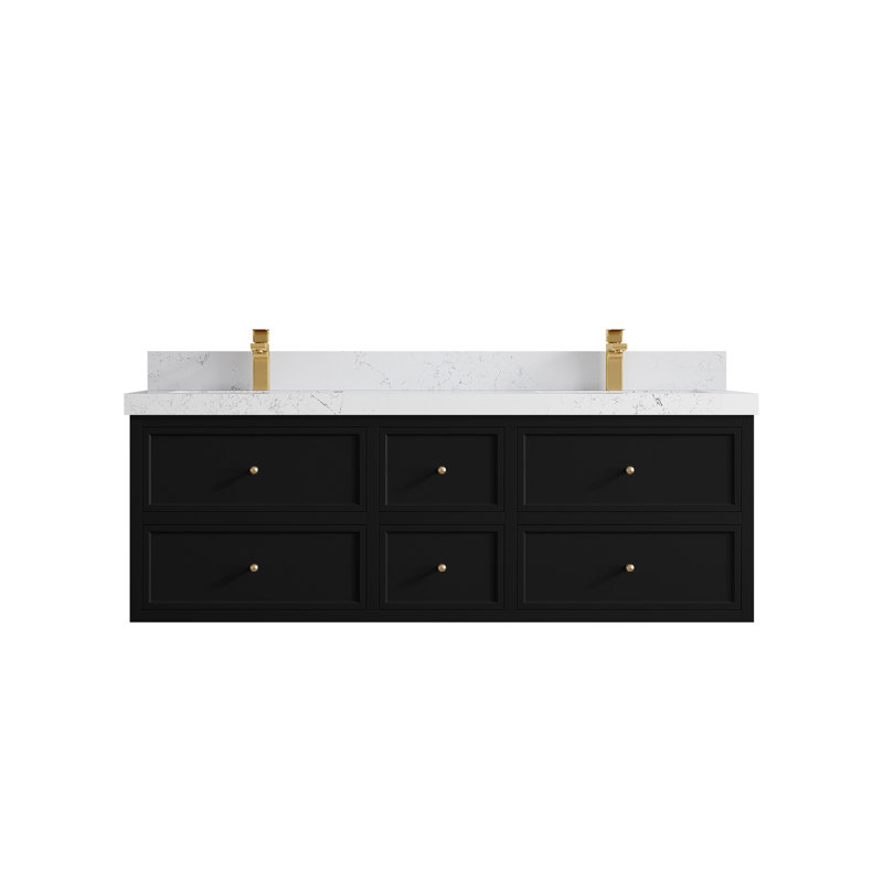 Meuble-lavabo double flottant 60 po avec dessus Roswell, Empira