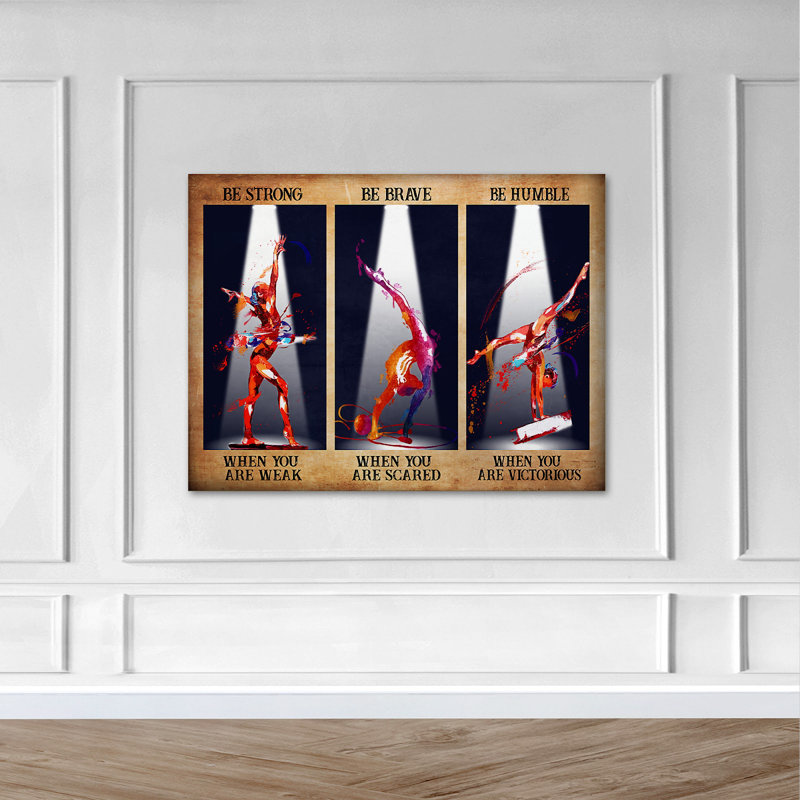 «Gymnast Girl - Be Strong When You Are Weak», art textuel sur toile tendue, H 24 po x l 36 po x P 2 po