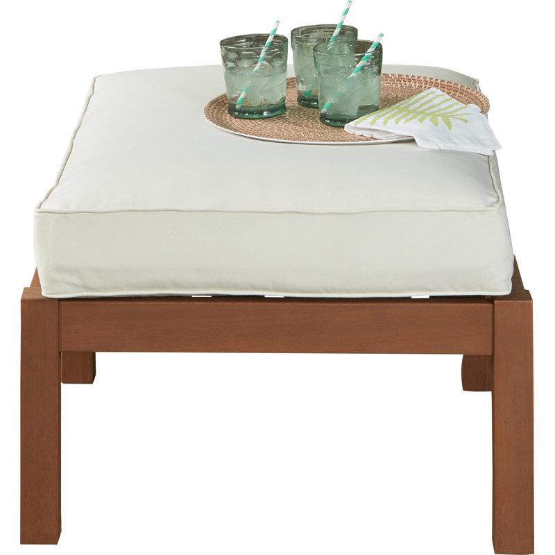Repose-pieds d'extérieur avec coussin Anbritt, Blanc, Acajou