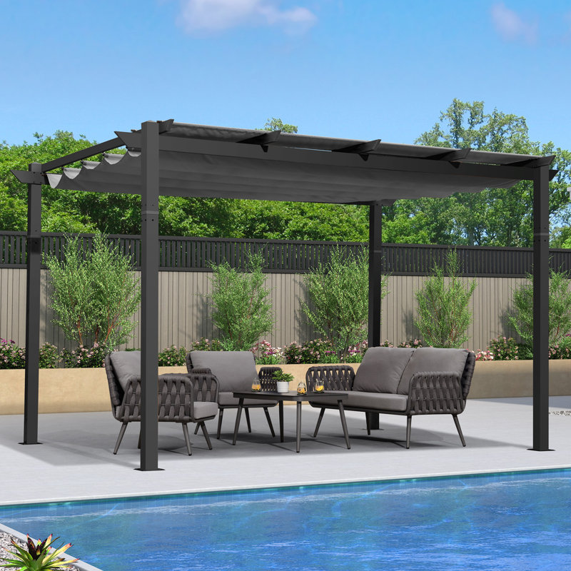 4m x 3m Aluminium Pergola, Grey